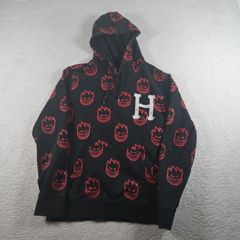 HUF Spitfire Bighead Print Black Pullover Hoodie Size‎ Small All Over Print Y2K